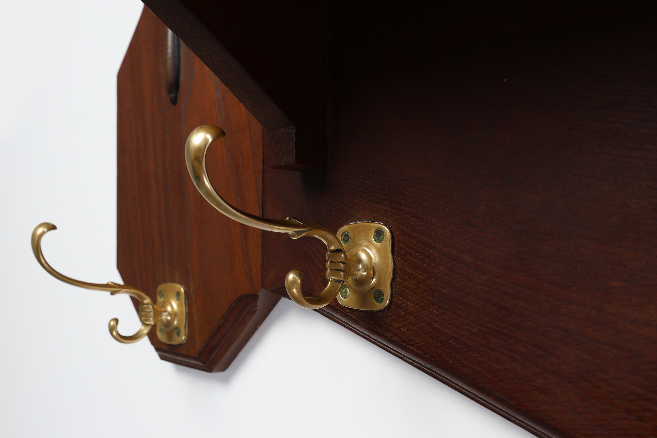Art Deco coatrack in oak and copper, Belgium 1920sthumbnail